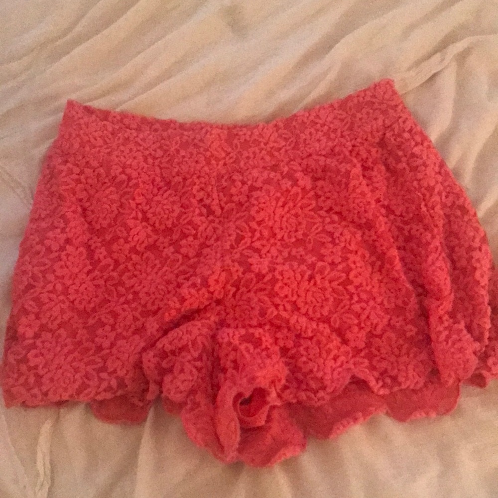 Free people pink lace shorts